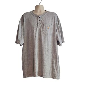 Carhartt Men's Loose Fit Short Sleeve Henley T-Shirt Size: 3XL Tall HAS STAINS